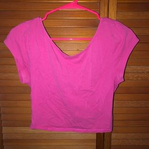 AEO pink Crop top with a crossed back.